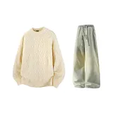 Экрю (с флисовой подкладкой) + желтые грязные джинсы (с флисовой подкладкой)