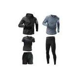 5 Пачка Комплект [Черное Пальто + Черно-Серая Рубашка с Коротким Рукавом + Черные Шорты + Серая Рубашка с Длинным Рукавом + Черные Брюки-Леггинсы]