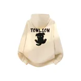 [Флисовая подкладка] Светлый бежевый (T Милый черный щенок, грудь, ярлык, большой, милый черный щенок, спина, ярлык)