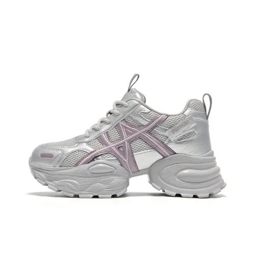 Spider King Low Топ Кроссовки с Толстой Подошвой Женские Серебряные