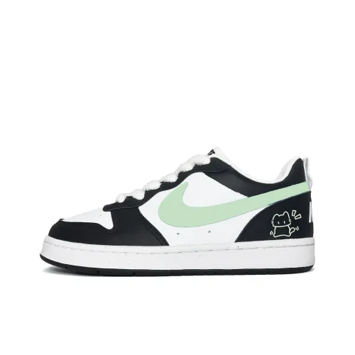 Nike Court Borough Зеленый Мурмур Устойчивый к истиранию Низкий Верх Детские Скейтбординги Черный Зеленый Подростковый