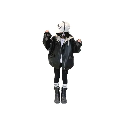 QIAONITONG Кожаная куртка для подростков