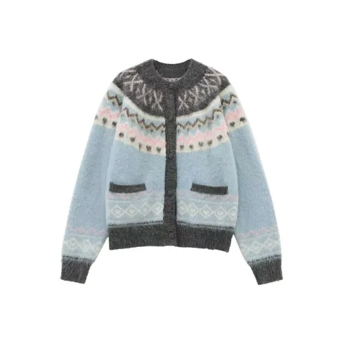 CDAYU Синий Свитер Женские Трикотаж