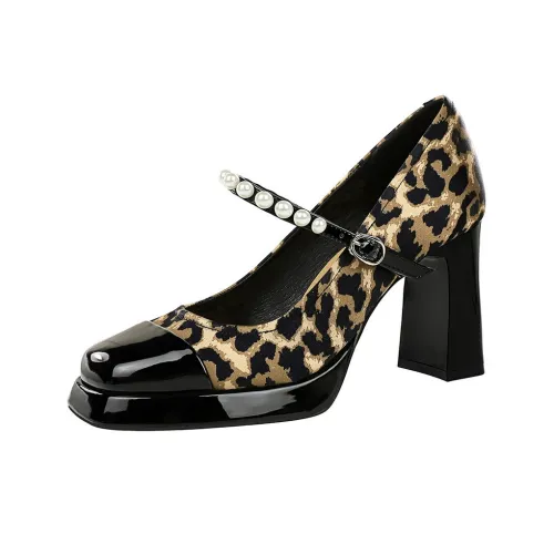 BIGTREE Грубый каблук Туфли Мэри Джейн Женские