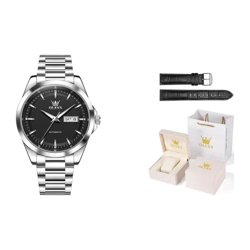 OLEVS Автоматический механический механизм ремешок из нержавеющей стали часы для мужчин многоцветный циферблат