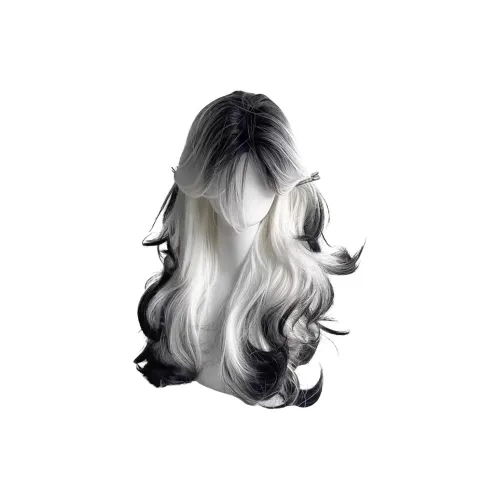 BEIQING Черный Белый Градиентный Топ Париж Волосы Рисование Средняя Часть Большая Волна Длинные Волнистые Женский Шапка