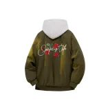 Армейская зеленая куртка с бейсбольным воротником (в комплекте с высококачественным белым и серым свитшотом с фотокемией)