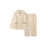 Полосы Двухкомпонентный Комплект [Бархат Длинный Рукав Топ + Флисовые Штаны]