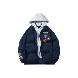 Темно-синий, синий с серым капюшоном