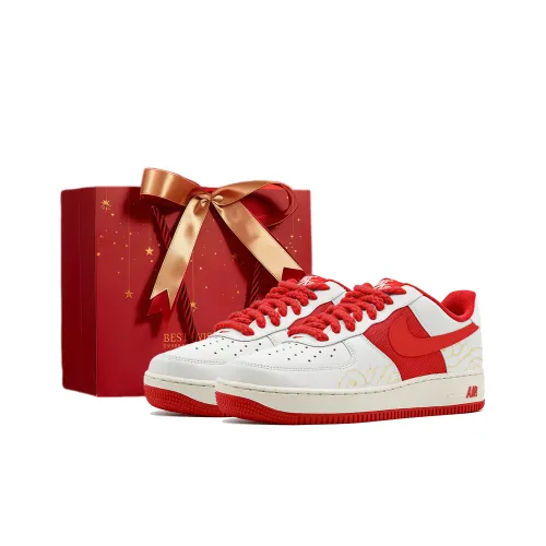 Nike Air Force 1 Благоприятные облака OF Auspiciousness Низкие Кроссовки для скейтбординга Унисекс Красный Белый Золото