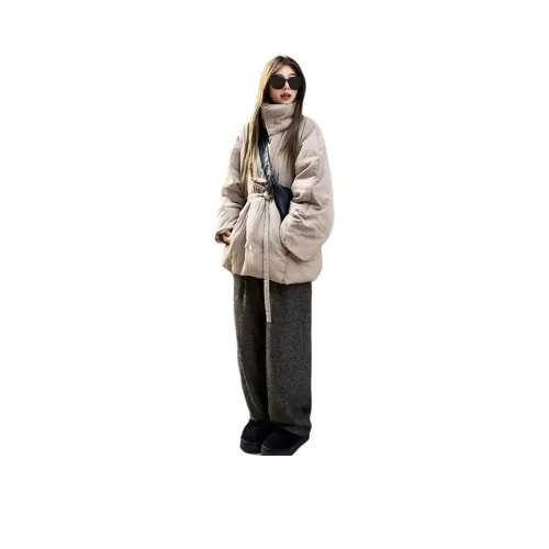 QINGYING Молочный чайно-серый Женские пуховики