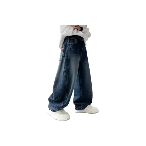 YALU Blue Gray-Fleece-Lined School Age Jeans YALU Синие Серые-Флисовые Джинсы для школьников