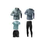5 Пачка Комплект (Зеленое Пальто + Сине-Зеленая Рубашка с Коротким Рукавом + Черные Шорты + Серая Рубашка с Длинным Рукавом + Черные Брюки-Леггинсы)