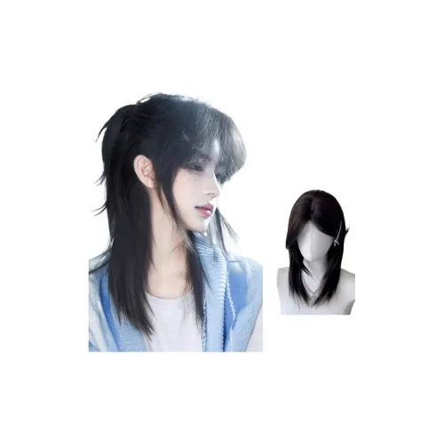 GLUNA Wolf Ласточкин хвост Короткие волосы Для мужчин и женщин Высокая температура Пряжа Короткие Прямые волосы