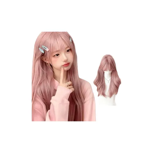 UMIFFA Девчачья группа Амбьент Чёлка Розовая Длинные волнистые Большая волна Женская парик Высокотемпературная пряжа