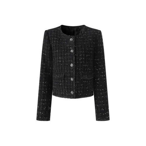 Devanro Черное Женское Короткое Пальто