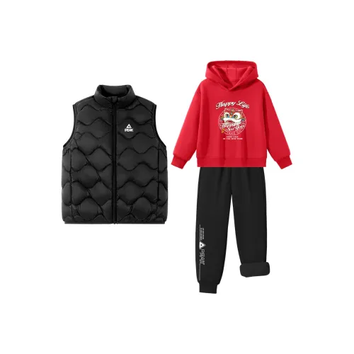 PEAK Черный PK Чисто белый Логотип K Красный PK Изогнутый Лев Голова Черный PK Длинный Линия Английский язык Низ Правая сторона Kids Повседневная спортивная одежда