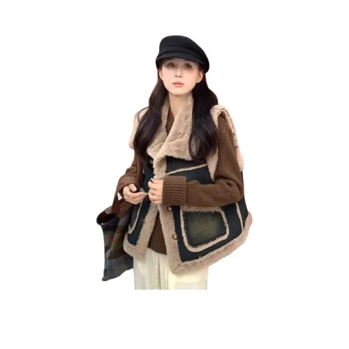 QINGYING Винтажный синий женский жилет