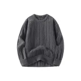 [Круглый вырез, твист, узор] Темно-серый