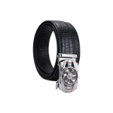 Серебряная застежка [крокодиловый узор] черный ремешок