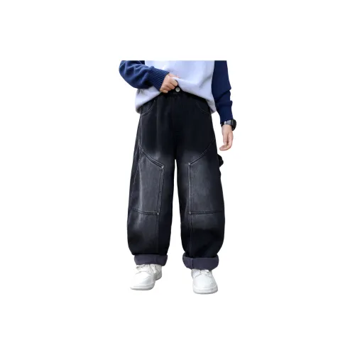 YALU Черные с флисовой подкладкой стиль школьный джинсы для подростков