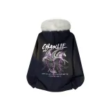 Темно-синий с белым мехом