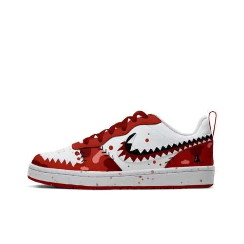 Nike Court Borough Камуфляж Shark Устойчивый к истиранию Дышащий Низкий Верх Детские Скейтбординг Белый Красный