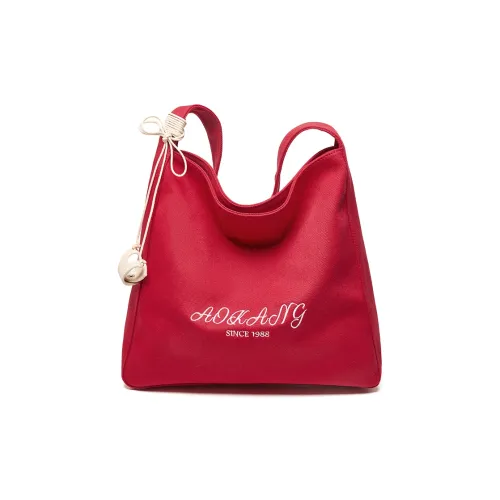 AOKANG Ткань Сумка-тоут Сумка из холста Сумка через плечо Большая Женская Вишнево-красная Деним-синий