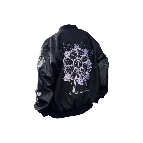 GOSNACE Черный [Череп Ferris Wheel Вышивка] Унисекс Бейсбольные Джерси