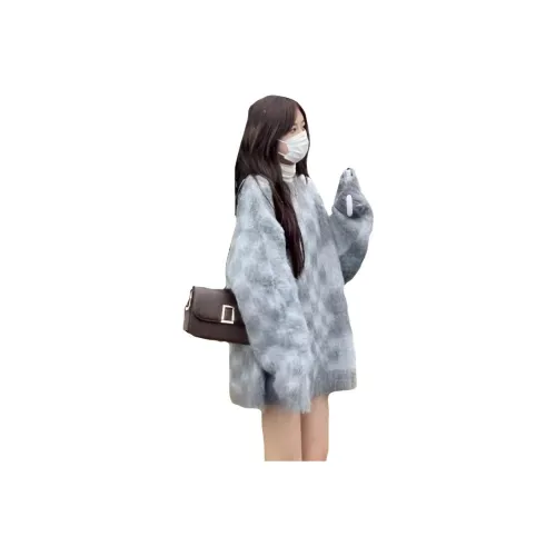 QINGYING Шахматный узор Женский трикотаж