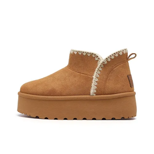 RENBEN С флисовой подкладкой хлопковые ботинки термические баланс короткие сноубутсы женские верблюжий цвет