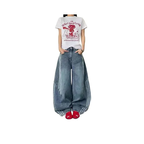 PANDA ADEVIL Винтажные синие унисекс джинсы