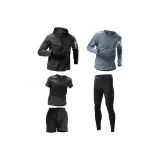 5 Пачка Комплект [Черное Пальто + Черно-Зеленая Рубашка с Коротким Рукавом + Черные Шорты + Серая Рубашка с Длинным Рукавом + Черные Брюки-Леггинсы]