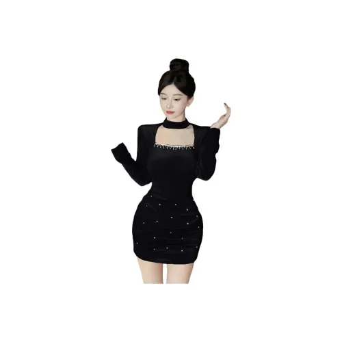 QINGYING Длинное платье с длинными рукавами для женщин