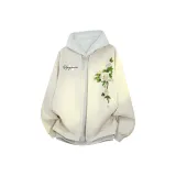 Светлый хаки, утеплённый, 3D эффект, растительный и цветочный, с вышивкой