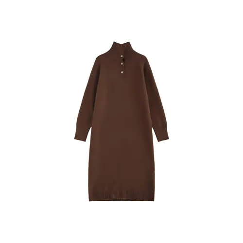 QINGYING Длинное платье с длинными рукавами для женщин