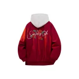 Бургундская куртка с бейсбольным воротником (в комплекте с высококачественным бело-серым свитшотом с фотокемией)