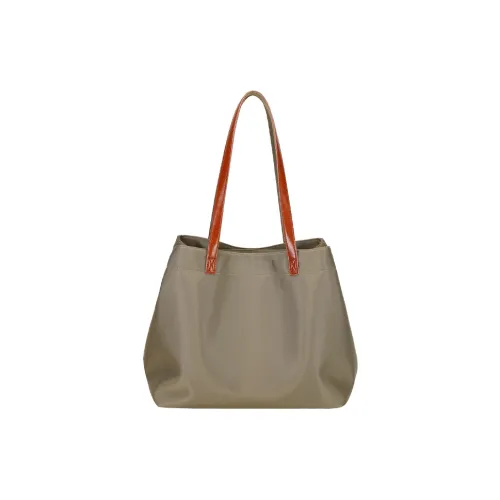 Shouldcat Нейлоновая ткань с коровьей кожей Сумка через плечо Стандартная Женская Хаки Черная