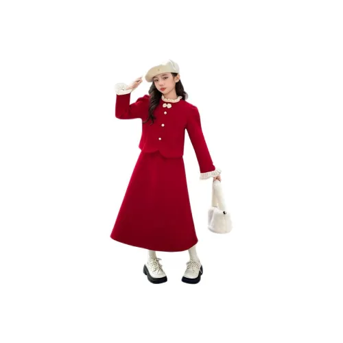 MUMUTU Новогодний красный Школьный возраст Комплекты с юбкой