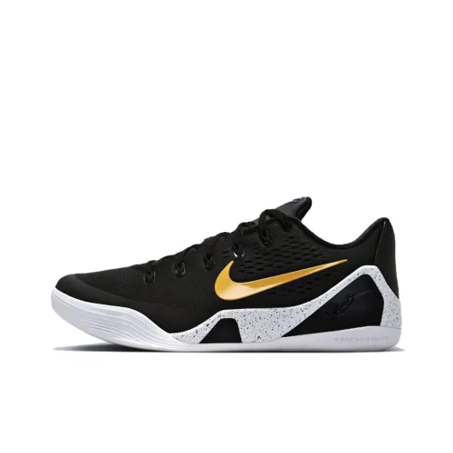 Nike Kobe 9 Slip Resistant Abrasion Resistant Low Топ Баскетбольные кроссовки Унисекс Черный золотой