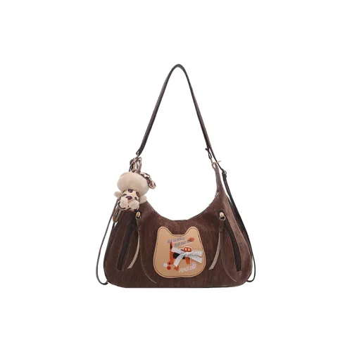 WHERE WHAT WHO Холст Сумка через плечо Стандартная Женская Кофейно-коричневый Хаки