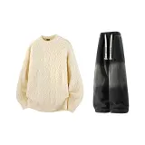 Ecru (Флис-Лайнер) + Черный Джинсы (Флис-Лайнер)