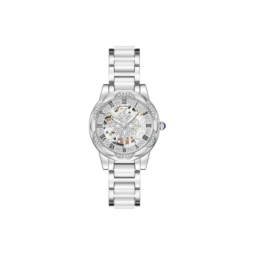 MELSMAO Snowflake Goddess Наручные часы Кварцевый механизм Керамика Ремешок Часы Женские Серебристый циферблат