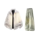 Светло-розовые + желтые грязные джинсы с флисовой подкладкой