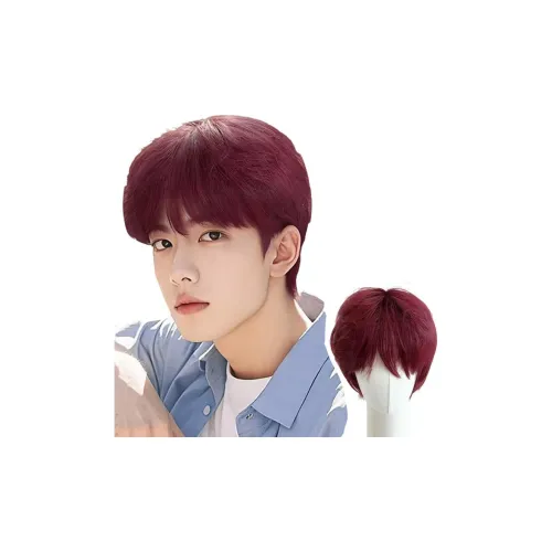 UMIFFA Мужская парик с короткими волосами корейский стиль украшение малиново-красный дифференциальный Grinder крышка