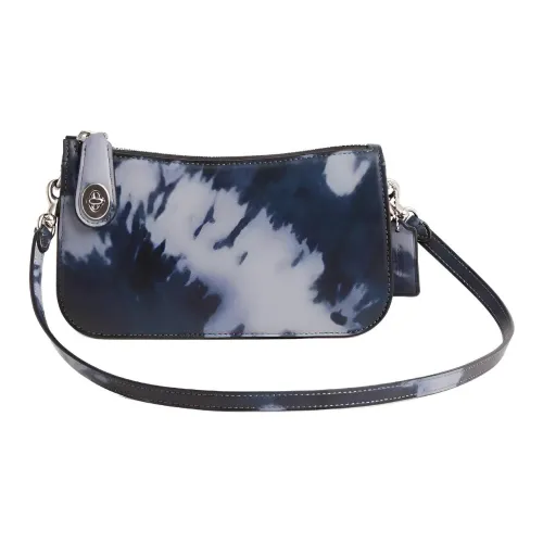 COACH Penn Кожа Плечевая Сумка Маленькая Женская Морской Синий