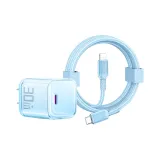 Ледниковый Синий [8-14 Комплект] Быстродержатель 30W + 2м Кабель для зарядки с тканью вязаной PD