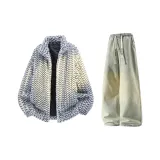 Холст Черный + Грязно-Желтый Джинсы с Флисовой Подкладкой