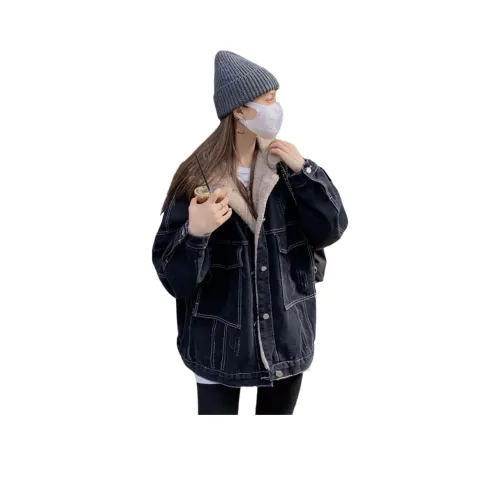 QINGYING Темно-синий женский джинсовая куртка