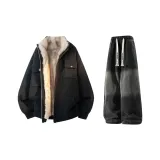 Чёрный + Чёрный Джинсы с Флисовой Подкладкой